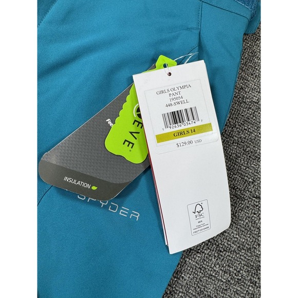 Spyder Pants Girls 14 Blue Olympia Insulated Ski Snow Primaloft Waterproof - Picture 5 of 12